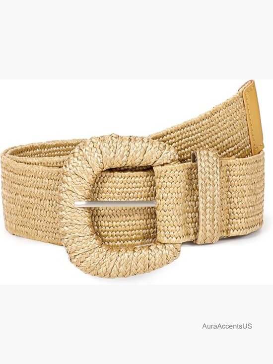 Straw Woven Elastic Belt for Women Stretchy Waist Boho Rattan Belt main image 6